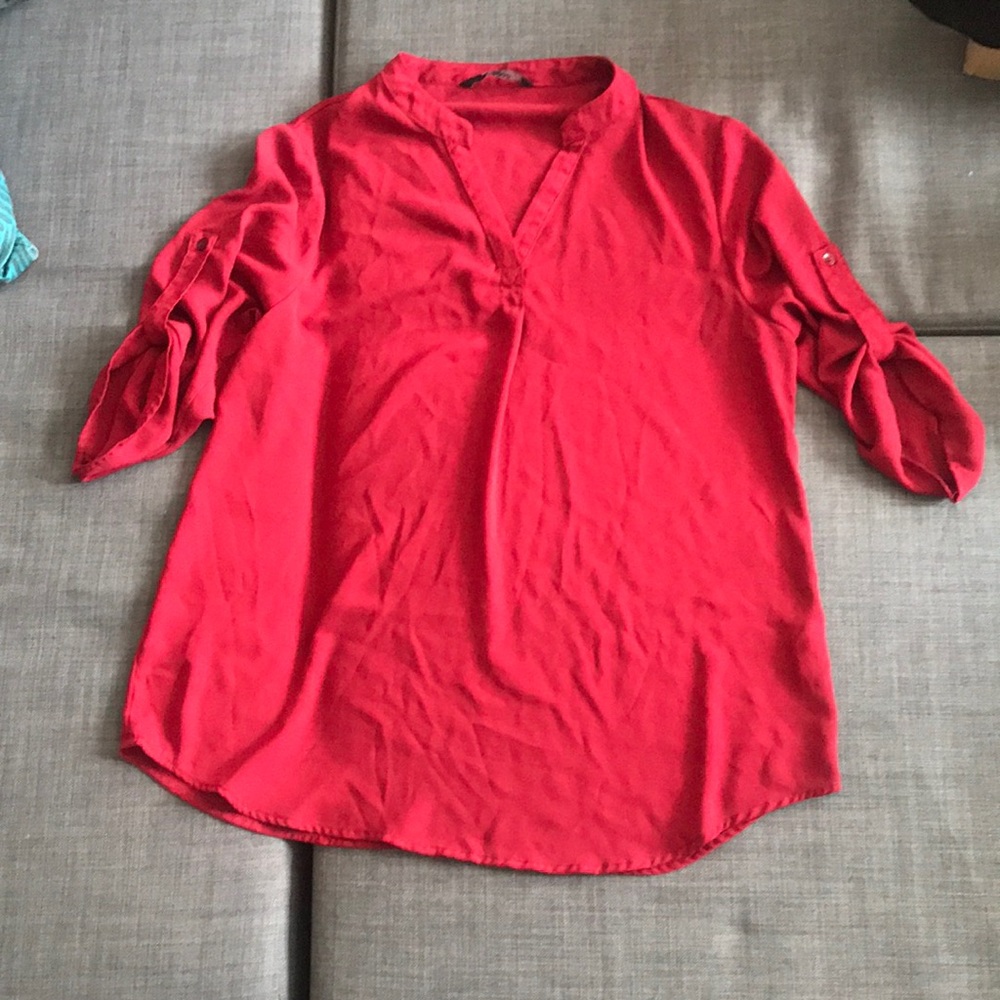 Red 3/4 length sleeve tunic
